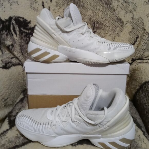 Adidas D.O.N Issue #2 Donovan Mitchell Triple White Cloud Basketball Shoes - Picture 2 of 6